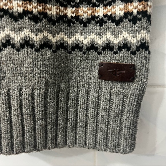 Dockers Men's M Gray Fair Isle Wool Button Down Cardigan Sweater Academia Preppy - Picture 6 of 10